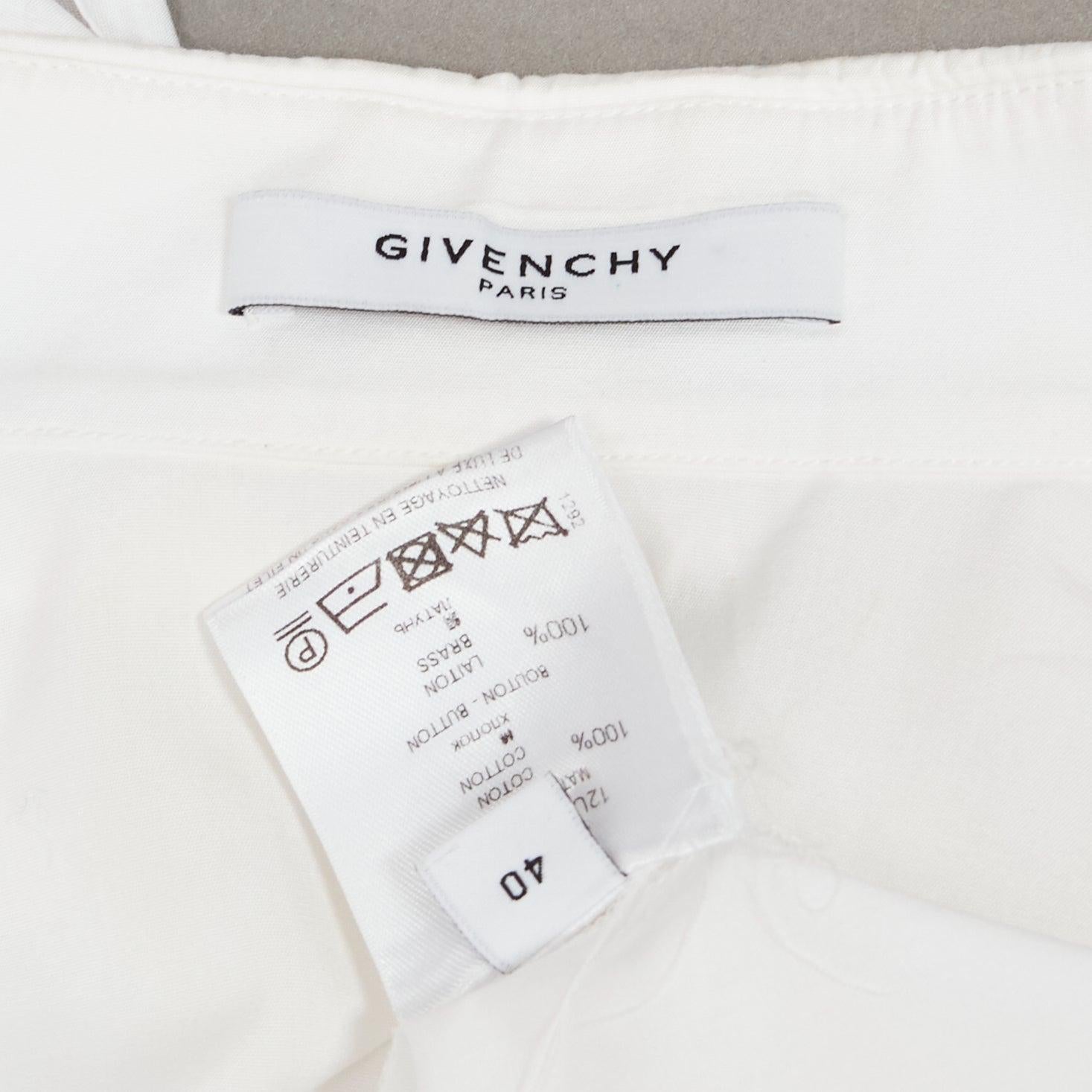 GIVENCHY Riccardo Tisci silver metal button collar white cotton shirt FR40 L For Sale 3