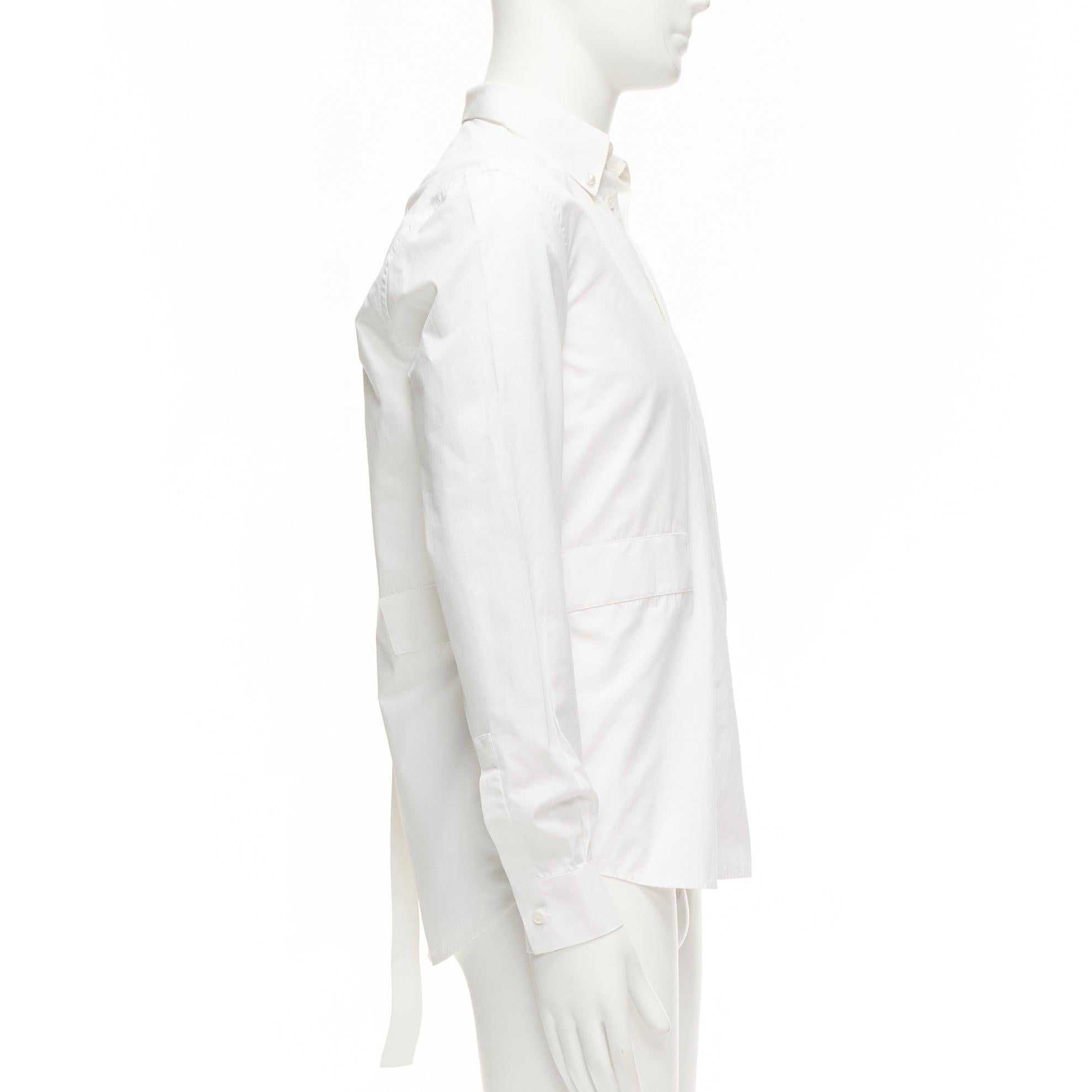 Women's GIVENCHY Riccardo Tisci white cotton band applique shirt EU39 M For Sale