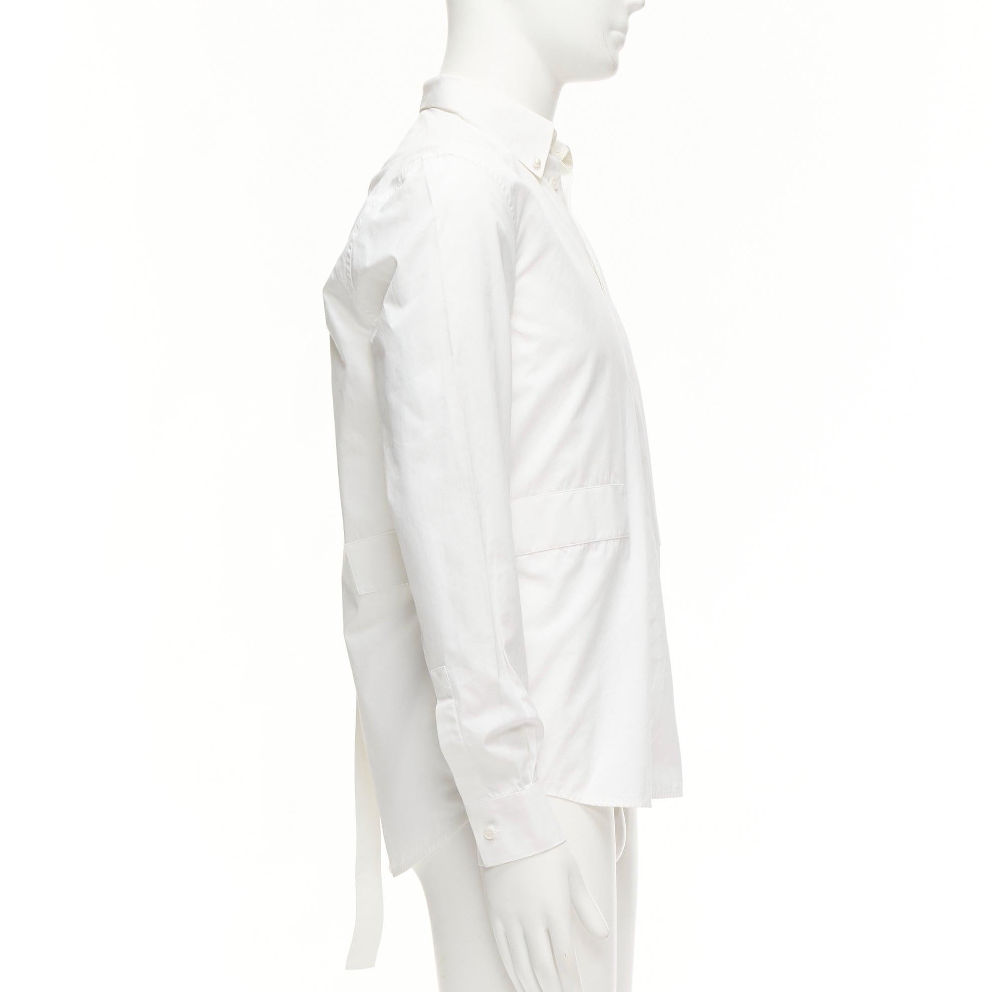 GIVENCHY Riccardo Tisci white cotton band applique shirt EU39 M In Fair Condition For Sale In Hong Kong, NT