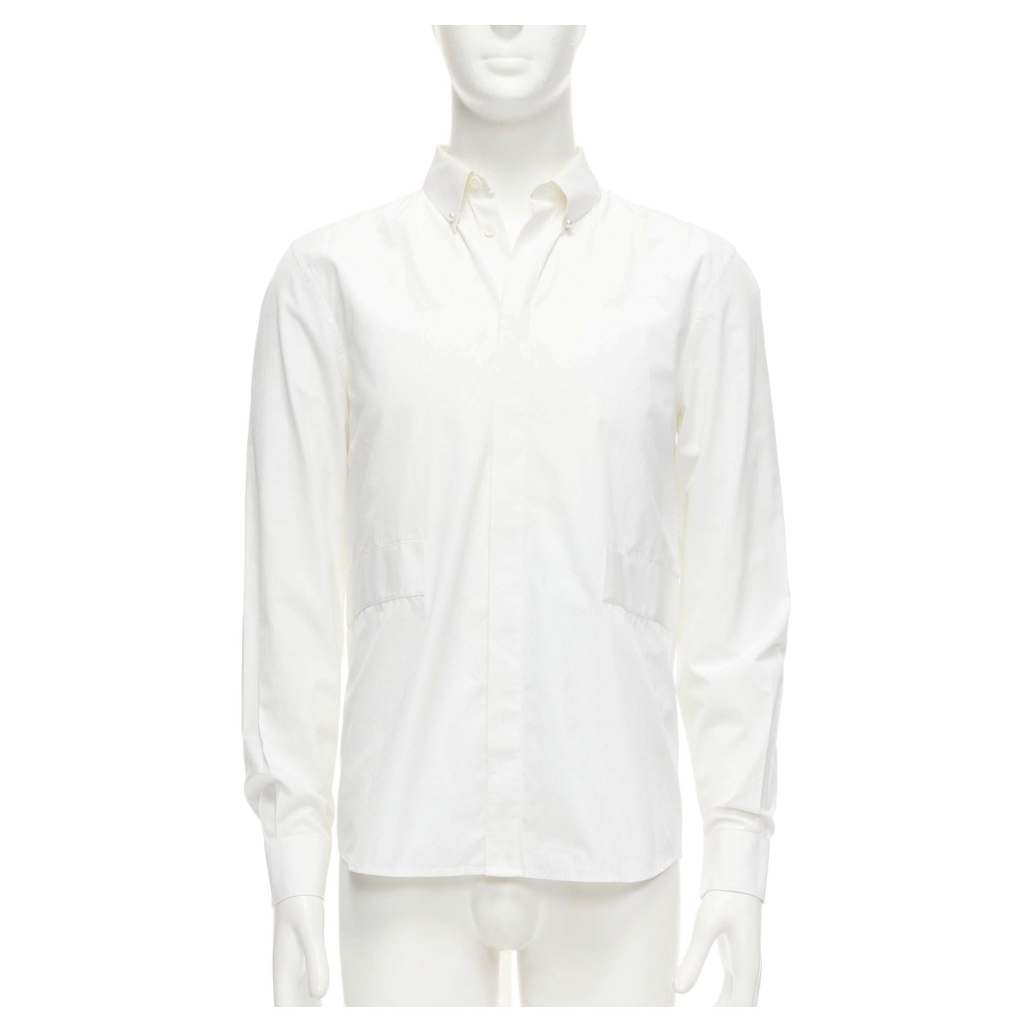 Pre-owned Givenchy Riccardo Tisci White Cotton Band Applique Shirt Eu39 M