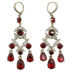 Givenchy Ruby Crystal Chandelier Earrings 2000s