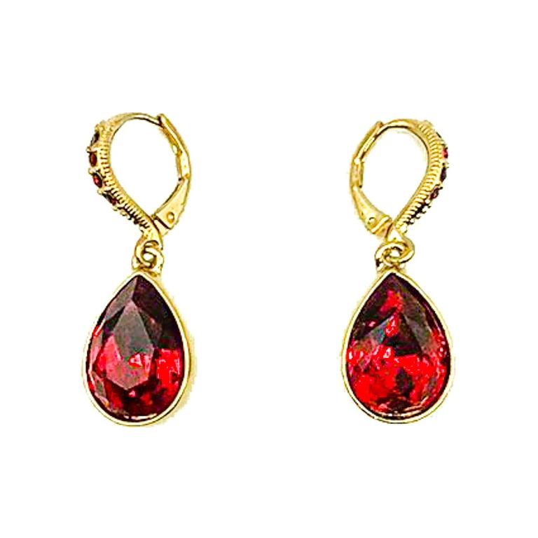 Vintage Signed Givenchy Red Crystal Earrings at 1stDibs