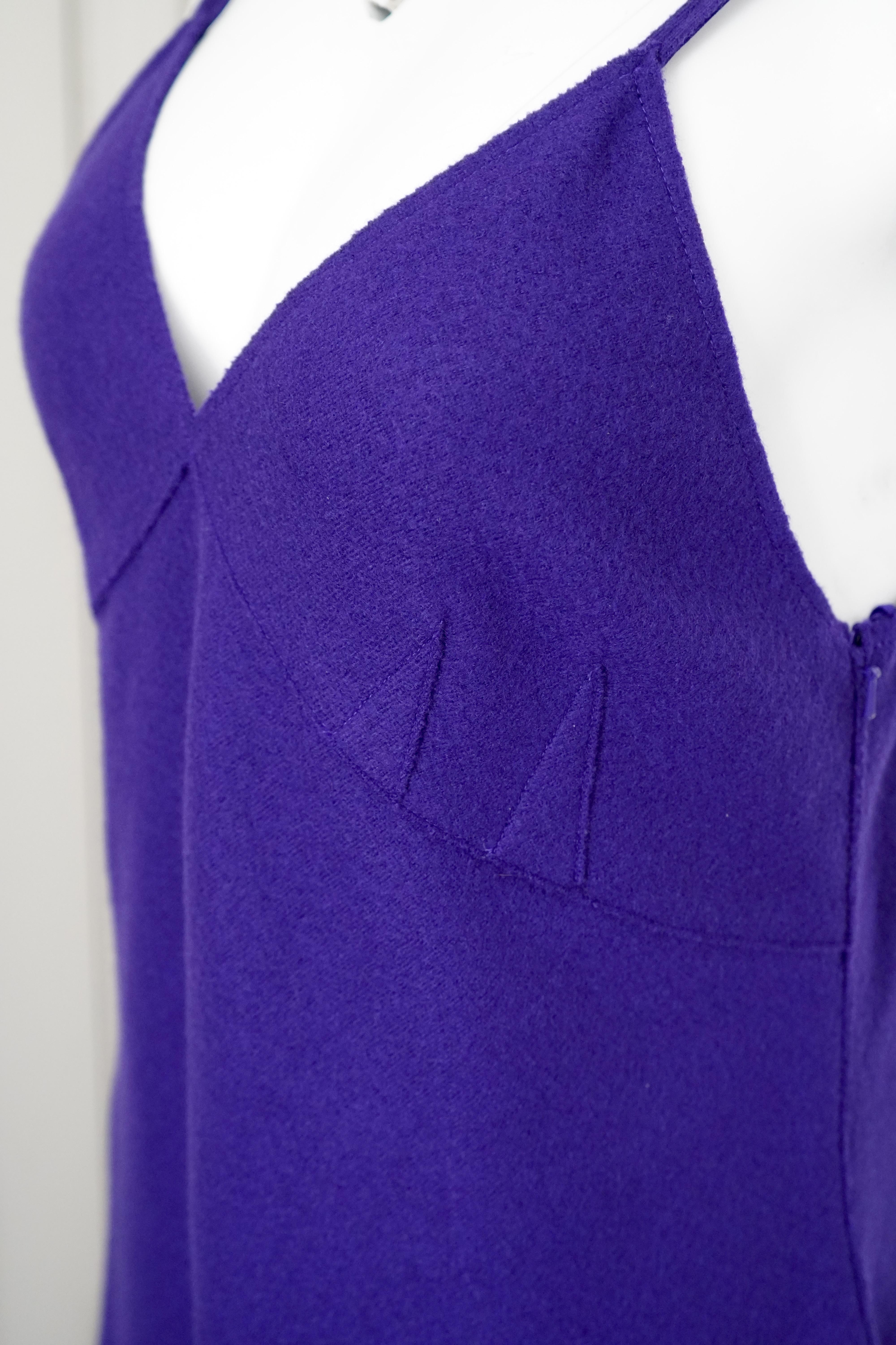 Women's Givenchy Ruffle Wool Purple Mini Dress sz M For Sale