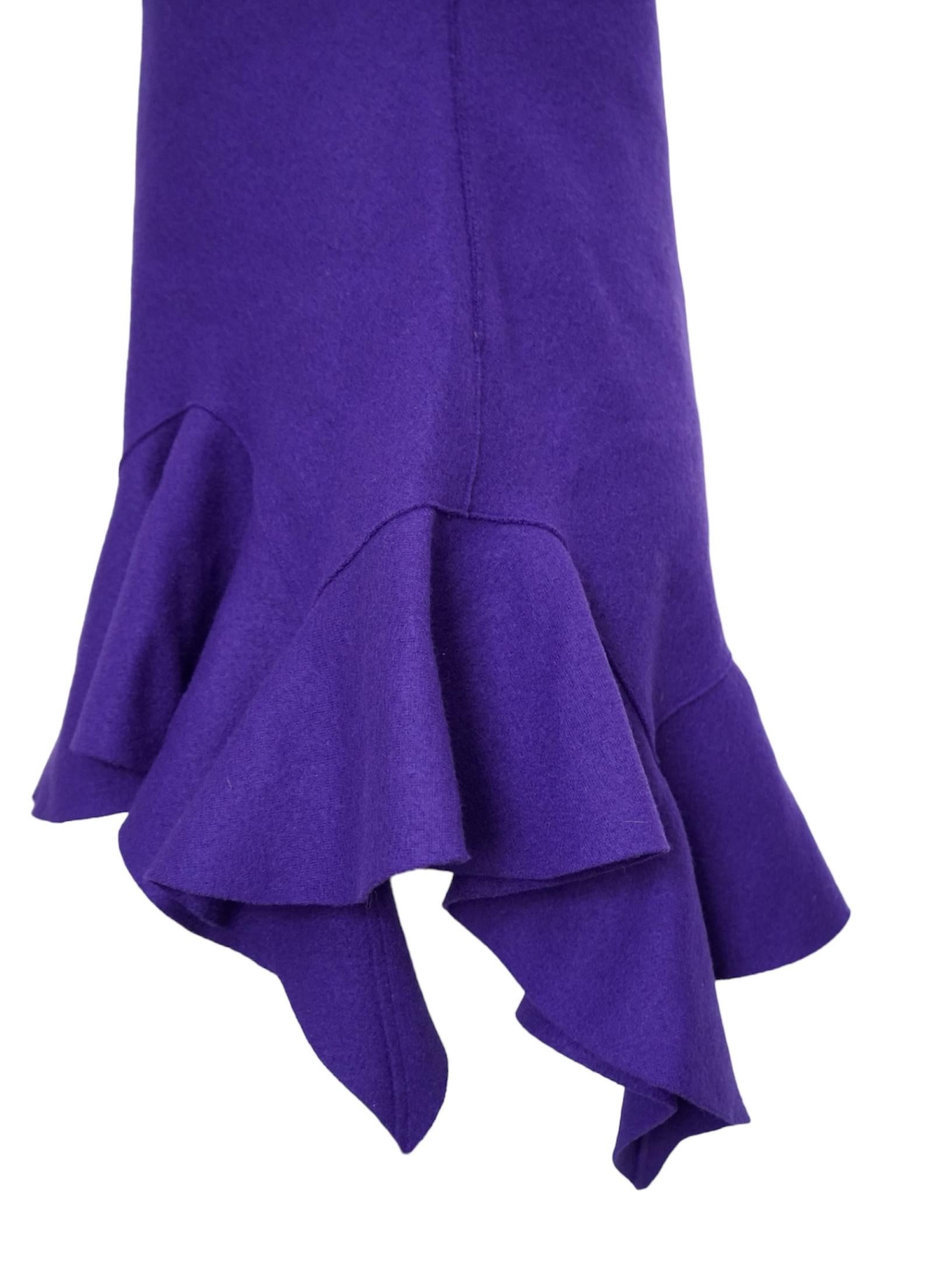 Givenchy Ruffle Wool Purple Mini Dress sz M For Sale 3