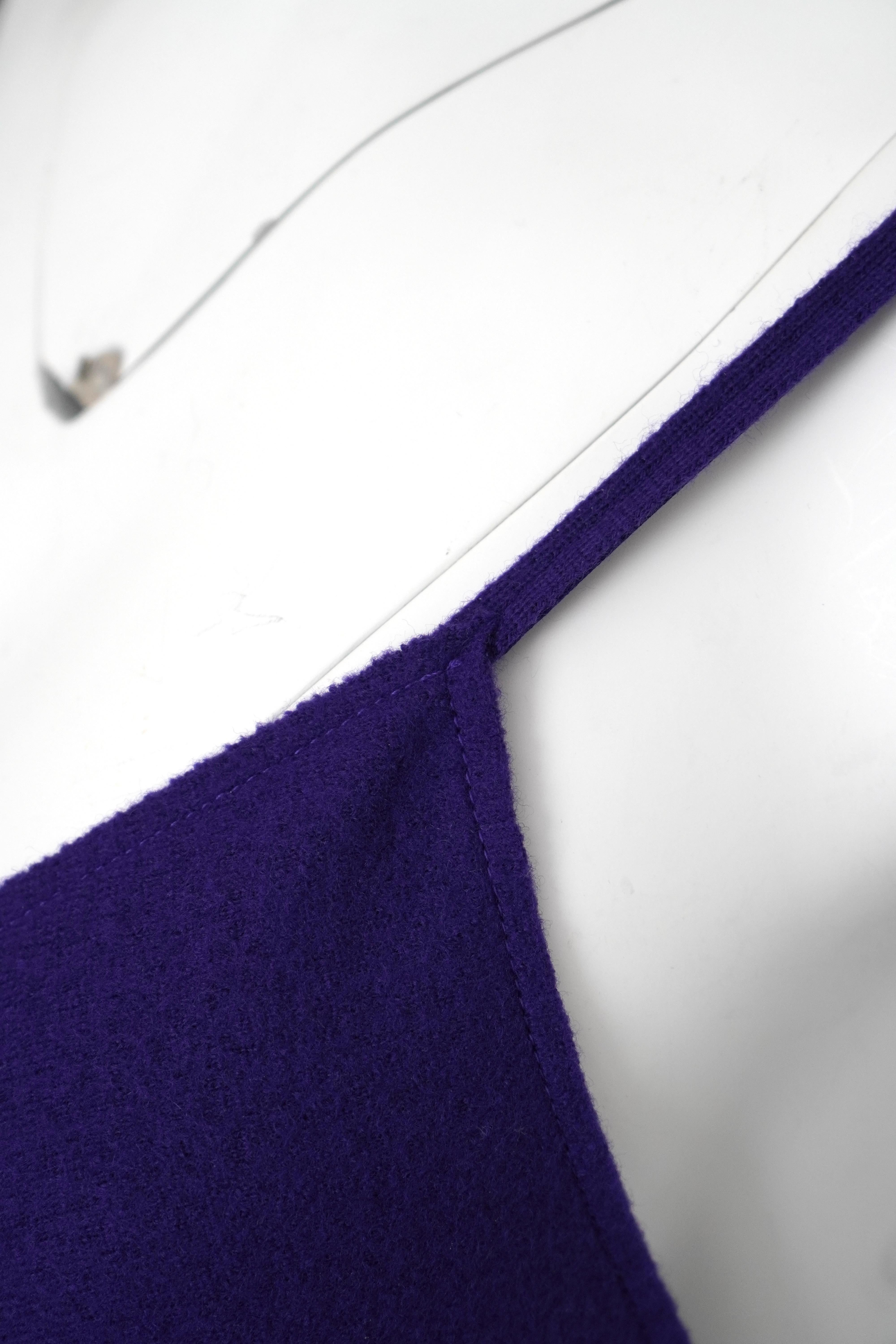 Givenchy Ruffle Wool Purple Mini Dress sz M For Sale 4