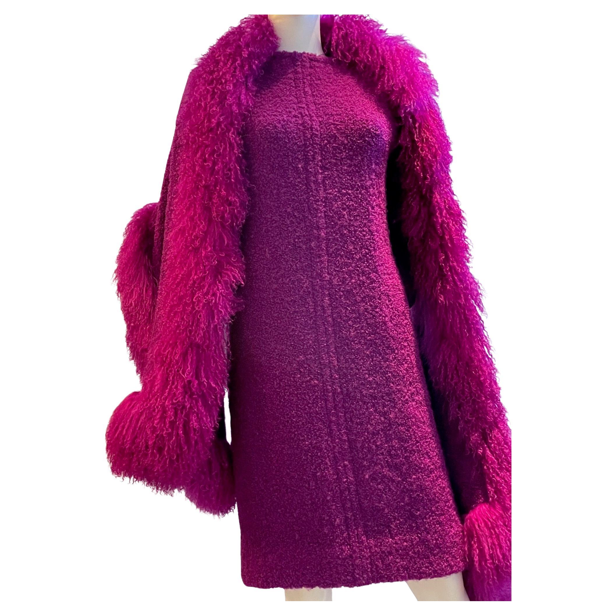 GIVENCHY Abito in Tweed Bouclé e Wrap-Scarf Mohair C.I. anni '80