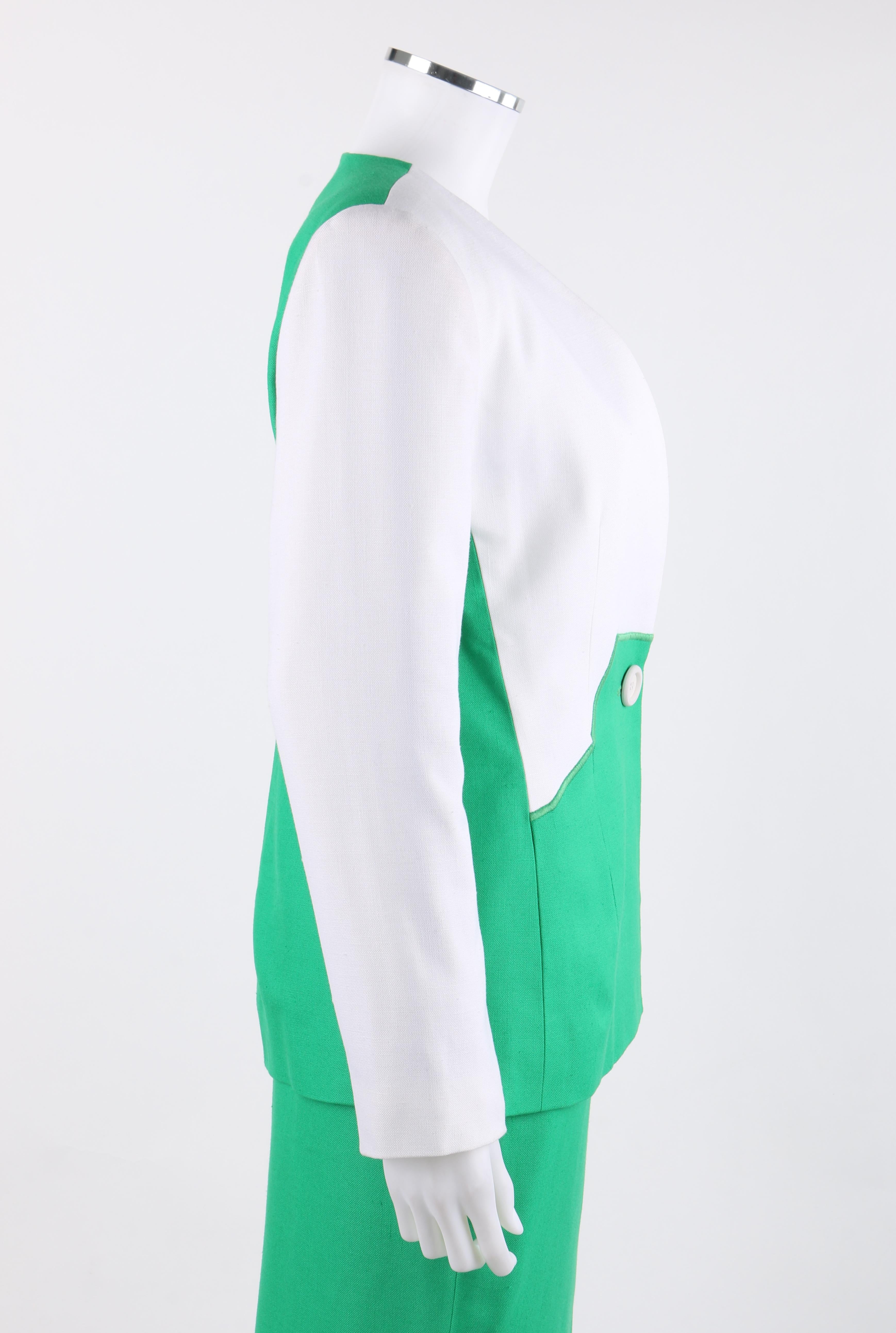 Verde GIVENCHY P/E 1998 ALEXANDER McQueen - Completo 2 pezzi con gonna a pannelli asimmetrici verde in vendita