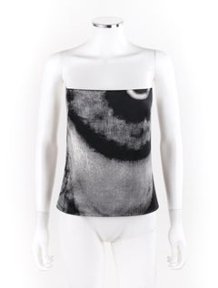 GIVENCHY S/S 1999 ALEXANDER McQUEEN Negro Blanco Camiseta de tirantes con ilusión de ojo abstracto