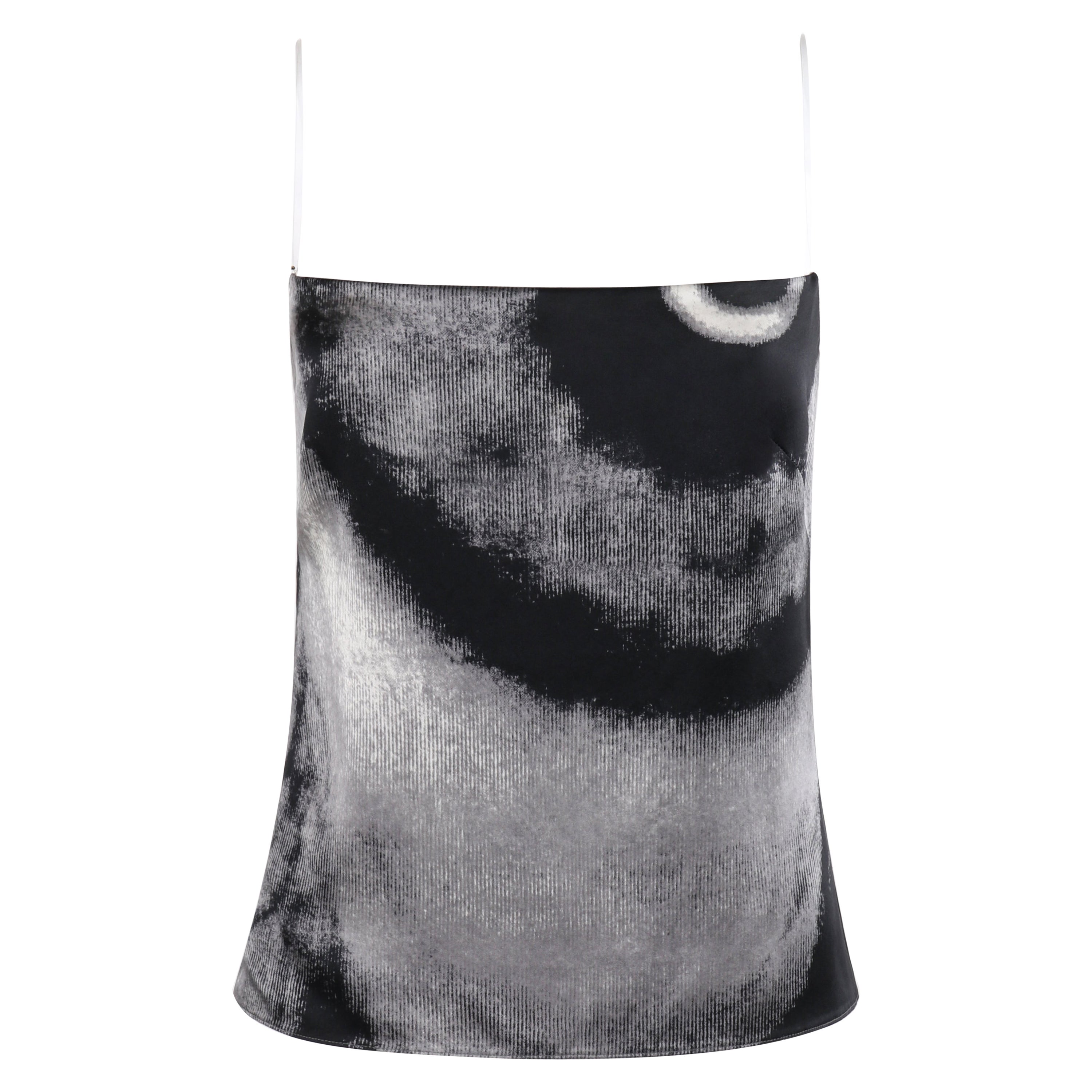 GIVENCHY S/S 1999 ALEXANDER McQUEEN Negro Blanco Camiseta de tirantes con ilusión de ojo abstracto en venta