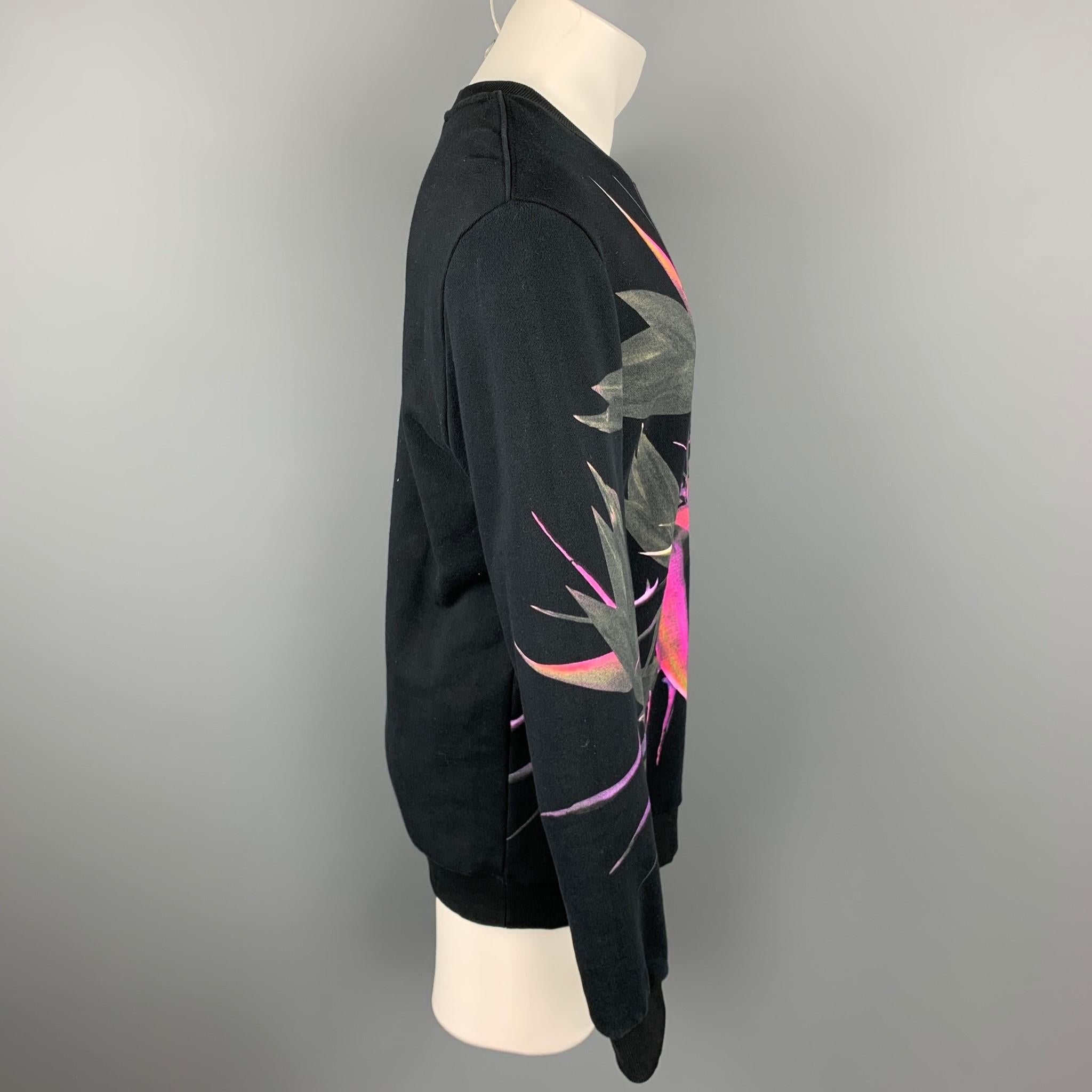Nero Felpa girocollo in cotone con stampa nera GIVENCHY P/E 2012 Taglia M