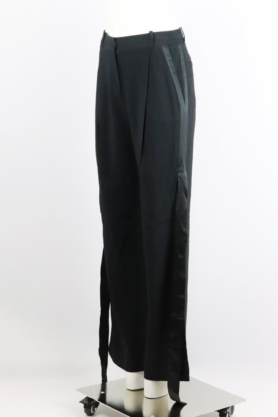Givenchy Satin Trimmed Woven Wide Leg Pants Fr 34 Uk 6 In Excellent Condition In London, GB