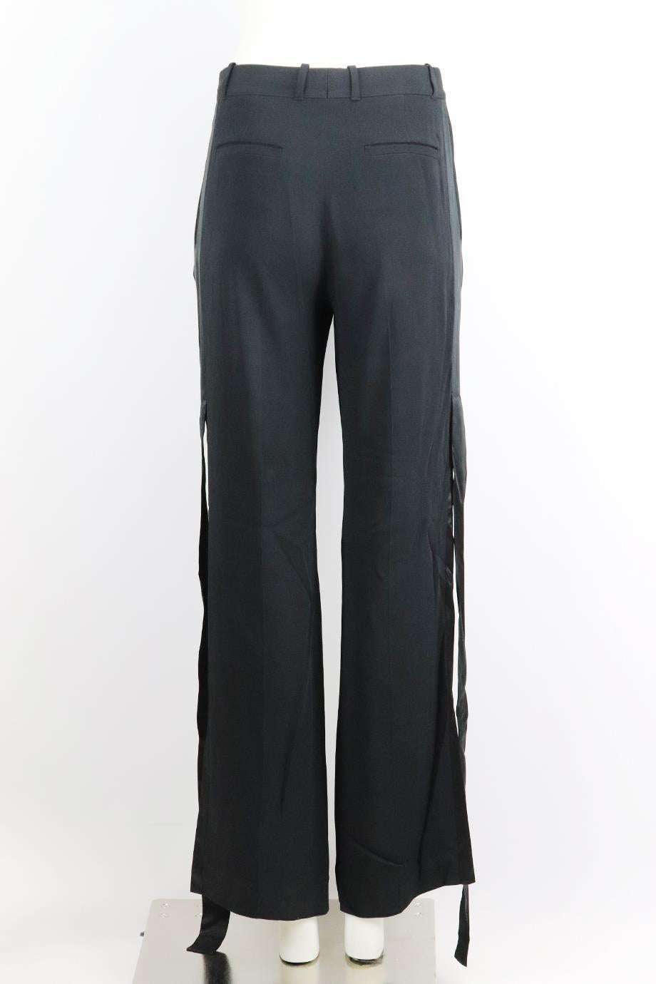 Women's Givenchy Satin Trimmed Woven Wide Leg Pants Fr 34 Uk 6