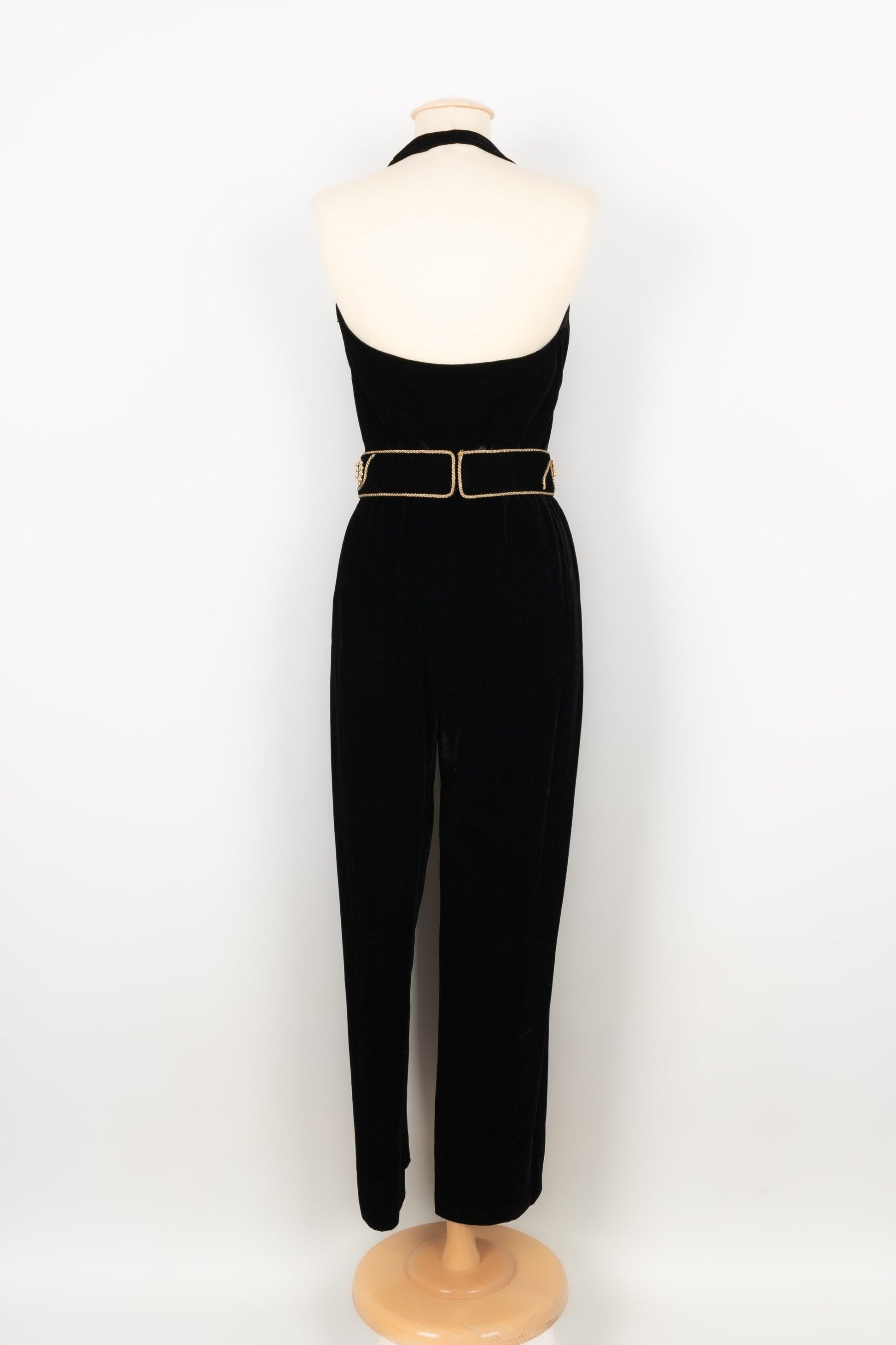 Black Givenchy Set Composed of Jacket Highly Embroidered Jumpsuit, circa 1980