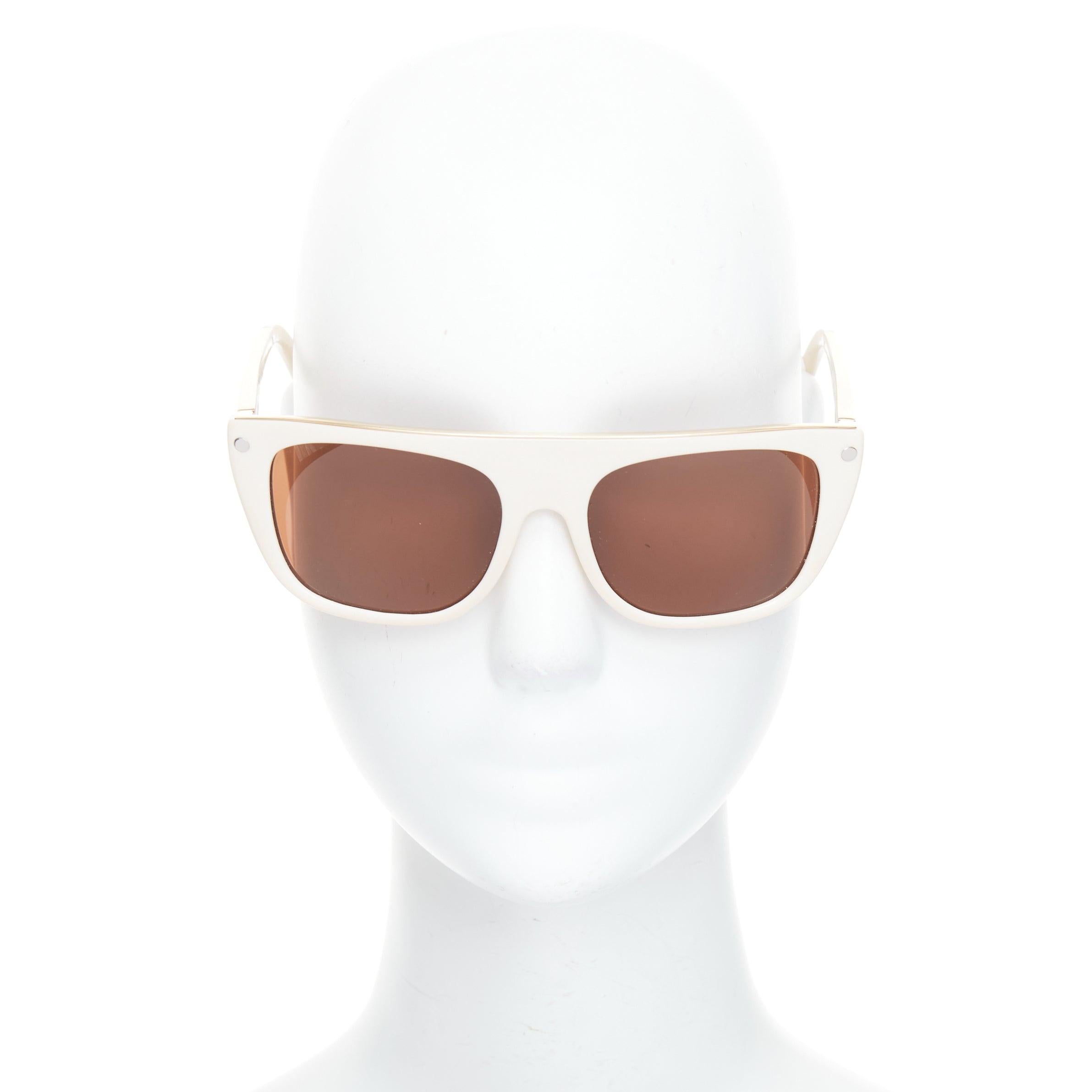 Gray GIVENCHY SGV883 cream acetate gold top logo sunglasses For Sale