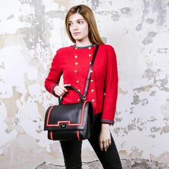 Givenchy Black Calf Leather and Red Threads "Shark" Bag