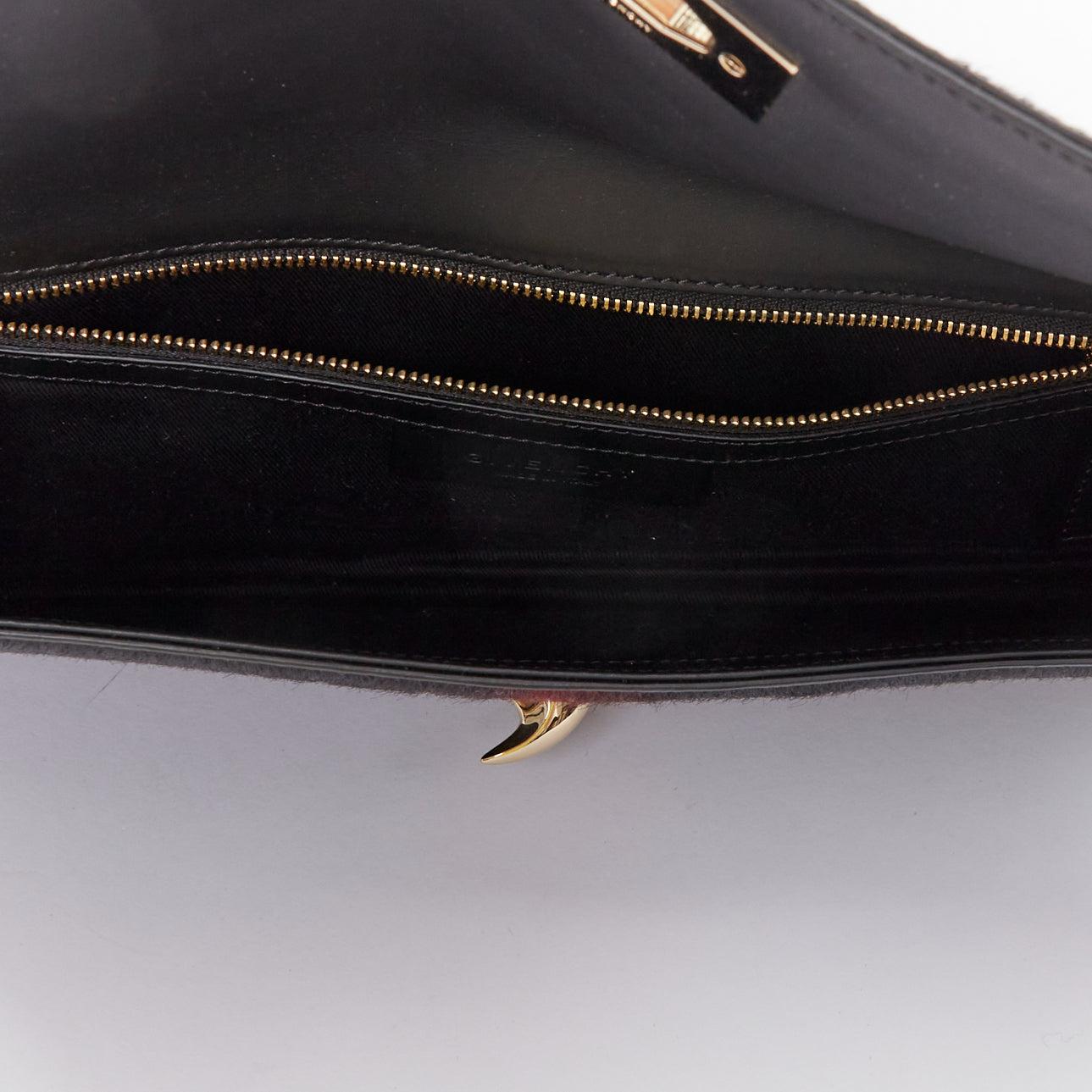 GIVENCHY Shark black red ponyhair gold turnlock foldover clutch bag For Sale 3