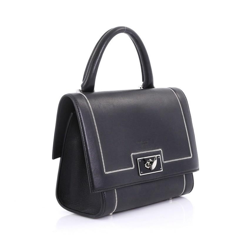 Black Givenchy Shark Convertible Satchel Leather with Chain Detail Mini