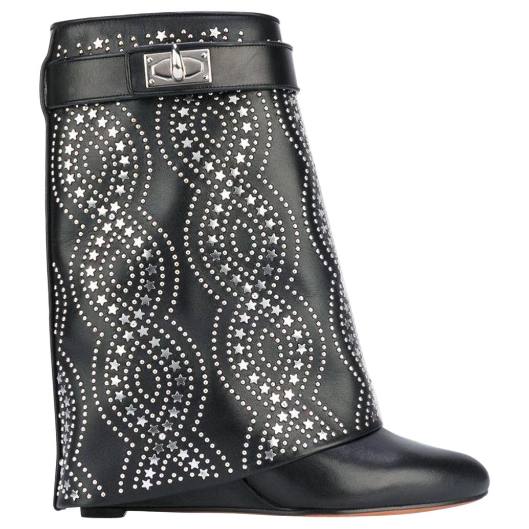Givenchy Shark Lock Studded Leather Ankle Boots