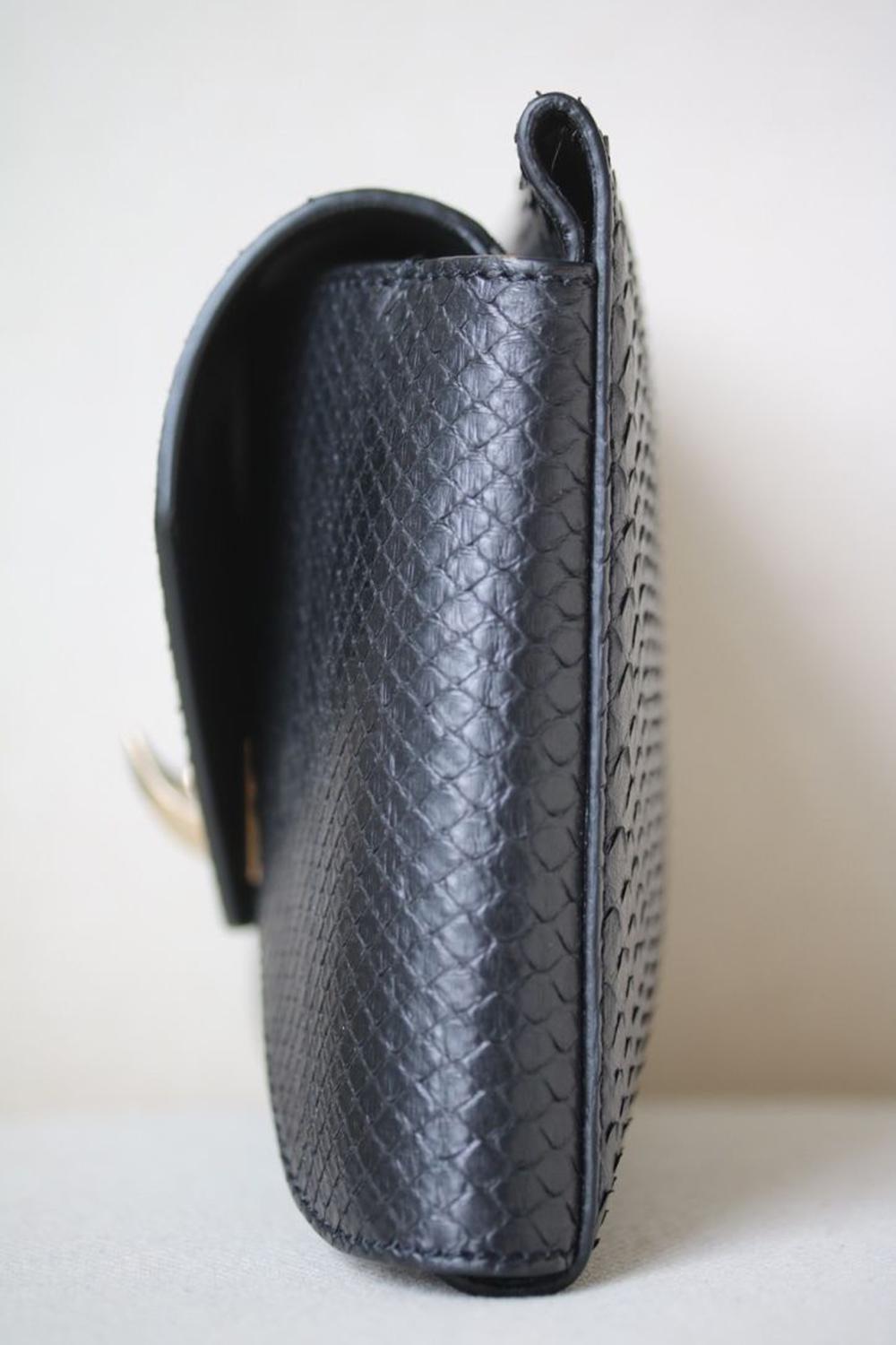 Black Givenchy Shark-Tooth Python Clutch Bag 