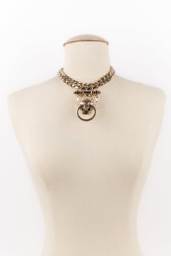 Givenchy Short Champagne Metal Chain Necklace 'Jaguar'