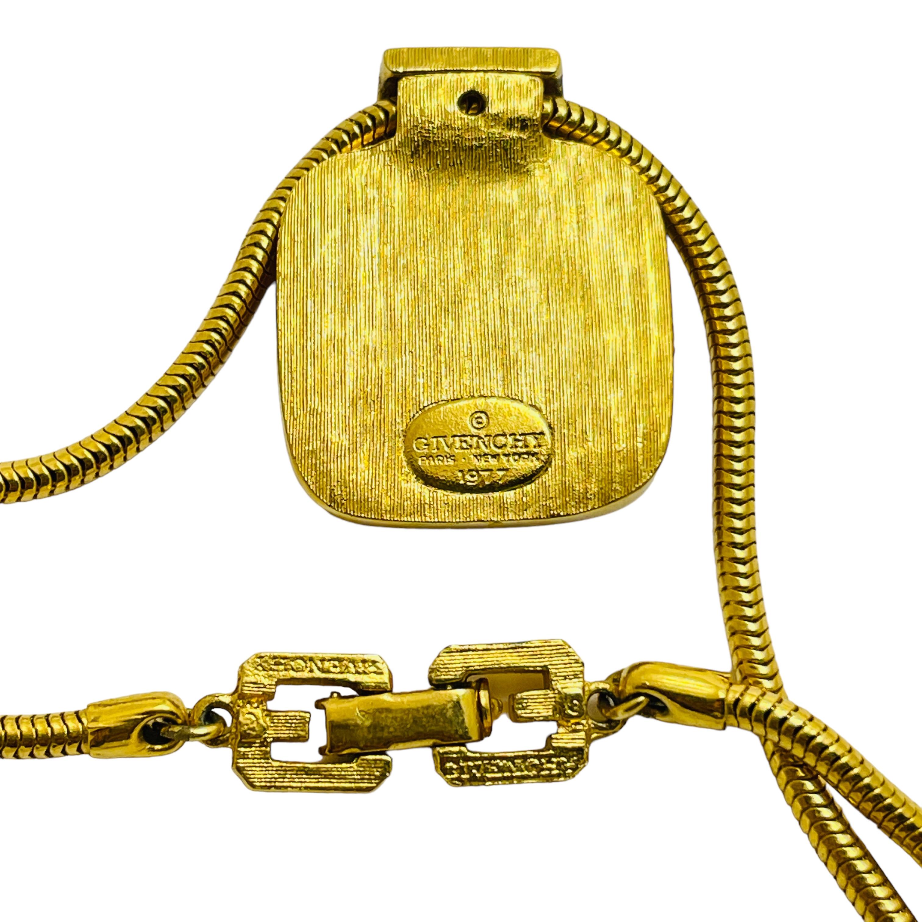 Women's GIVENCHY signed Paris New York 1977 gold enamel designer runway necklace