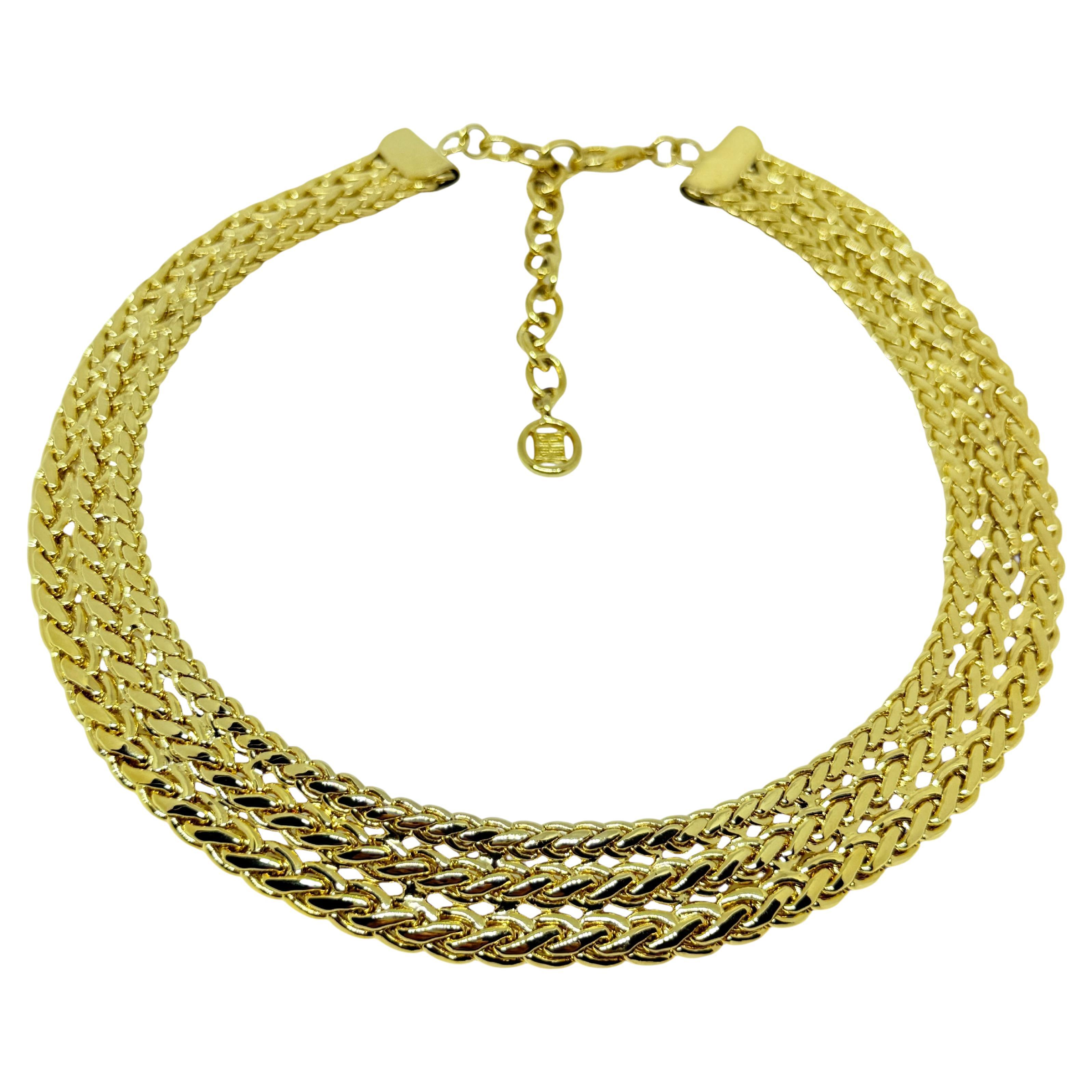 Collana firmata GIVENCHY vintage con catena massiccia in tonalità oro, design anni '80