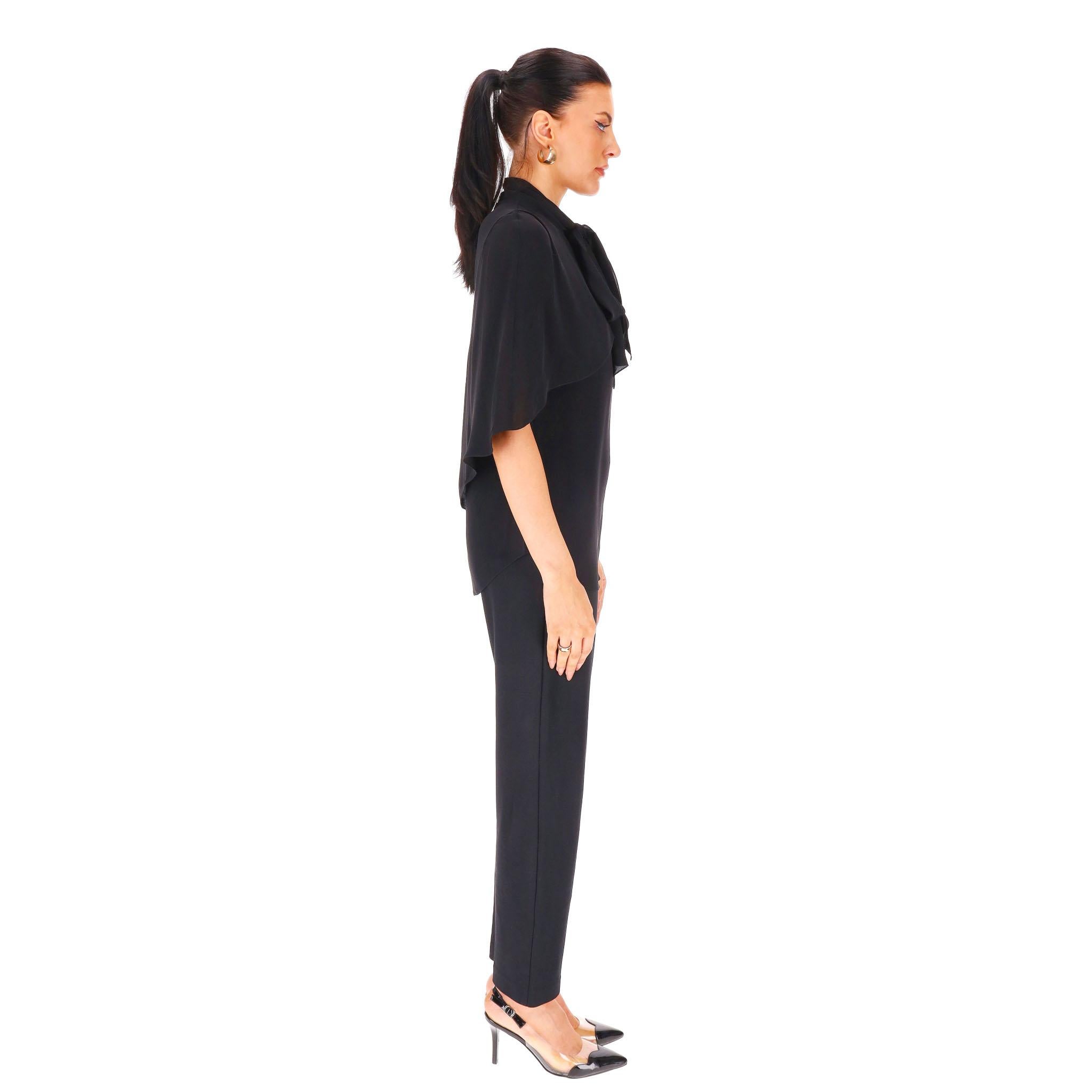 Givenchy Seiden-Neck-Tie Cape Top (Schwarz) im Angebot