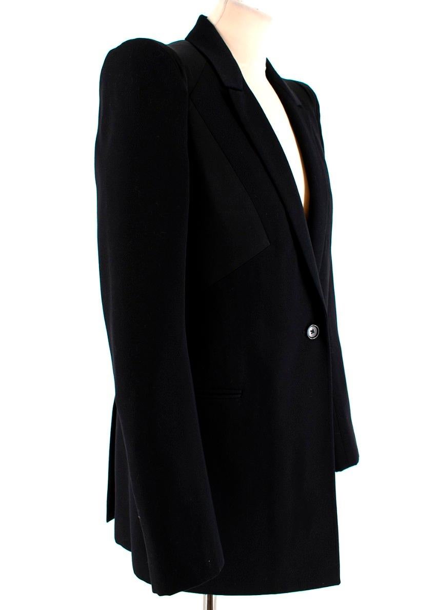 Givenchy Silk Paneled Longline Tailored Jacket

- Narrow lapels
- Silk panelling at shoulders, sides and chest
- Pockets on each side
- Buttons at sleeves
- Lightweight

Materials:
Outer 
100% Wool
Panelling
62% Acetate
38% Silk
Lining 100%