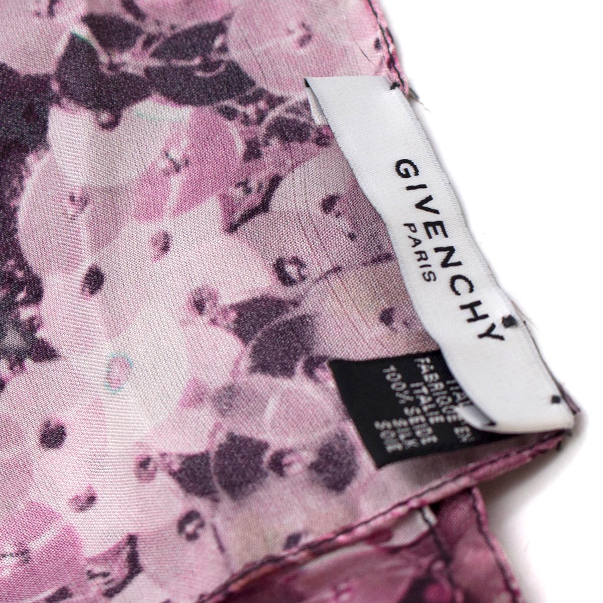 Givenchy Silk Sequin Floral Print Black & Pink Scarf In Excellent Condition In London, GB