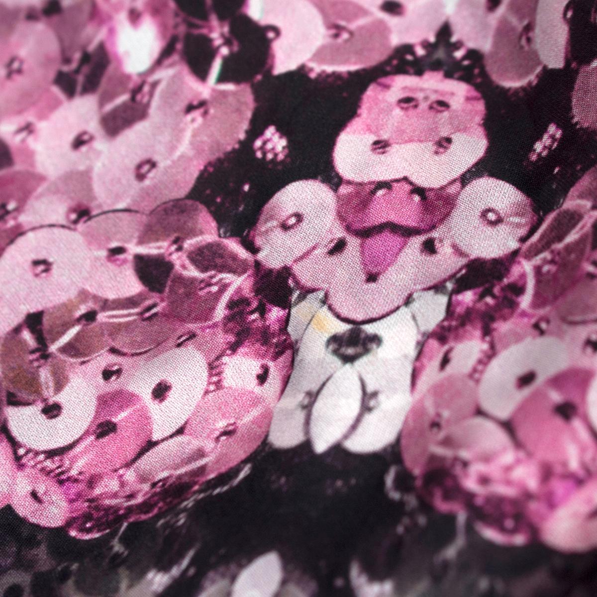 Women's Givenchy Silk Sequin Floral Print Black & Pink Scarf