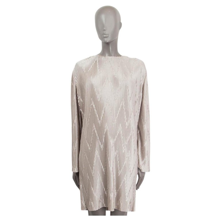GIVENCHY silver 2019 ZIGZAG PLISSE PLEATED COCKTAIL Dress 36 XS For Sale at  1stDibs