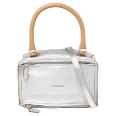 Used Givenchy Silver/Cream Leather Small Pandora Shoulder Bag