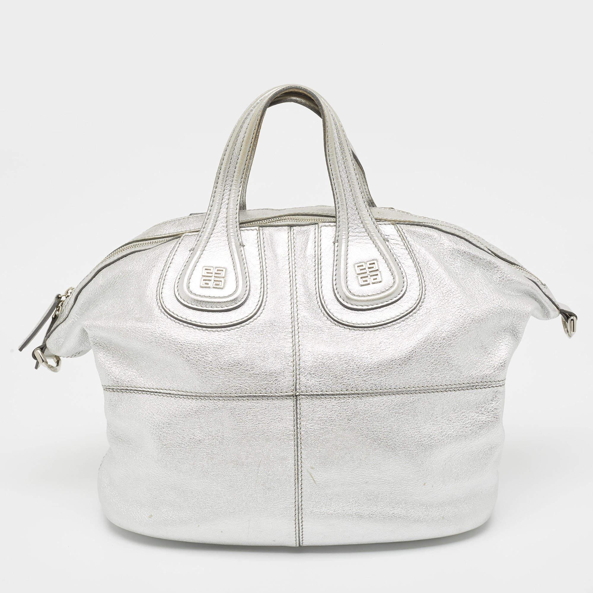 Givenchy Silver Leather Medium Nightingale Satchel For Sale 1