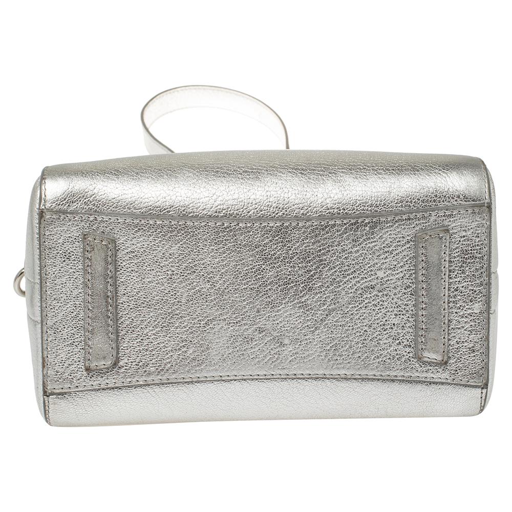 Women's Givenchy Silver Leather Mini Antigona Satchel