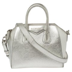 Givenchy Silver Leather Mini Antigona Satchel