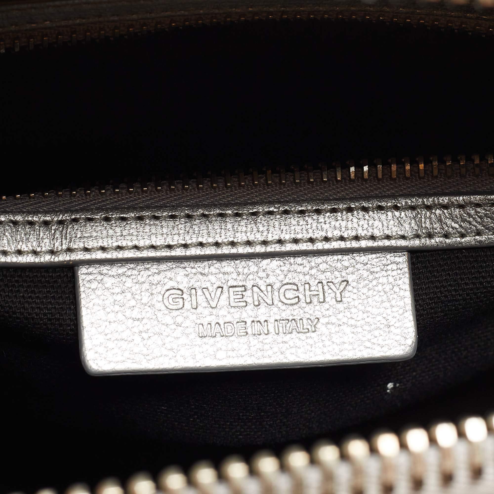 Givenchy Silver Leather Small Antigona Satchel For Sale 8