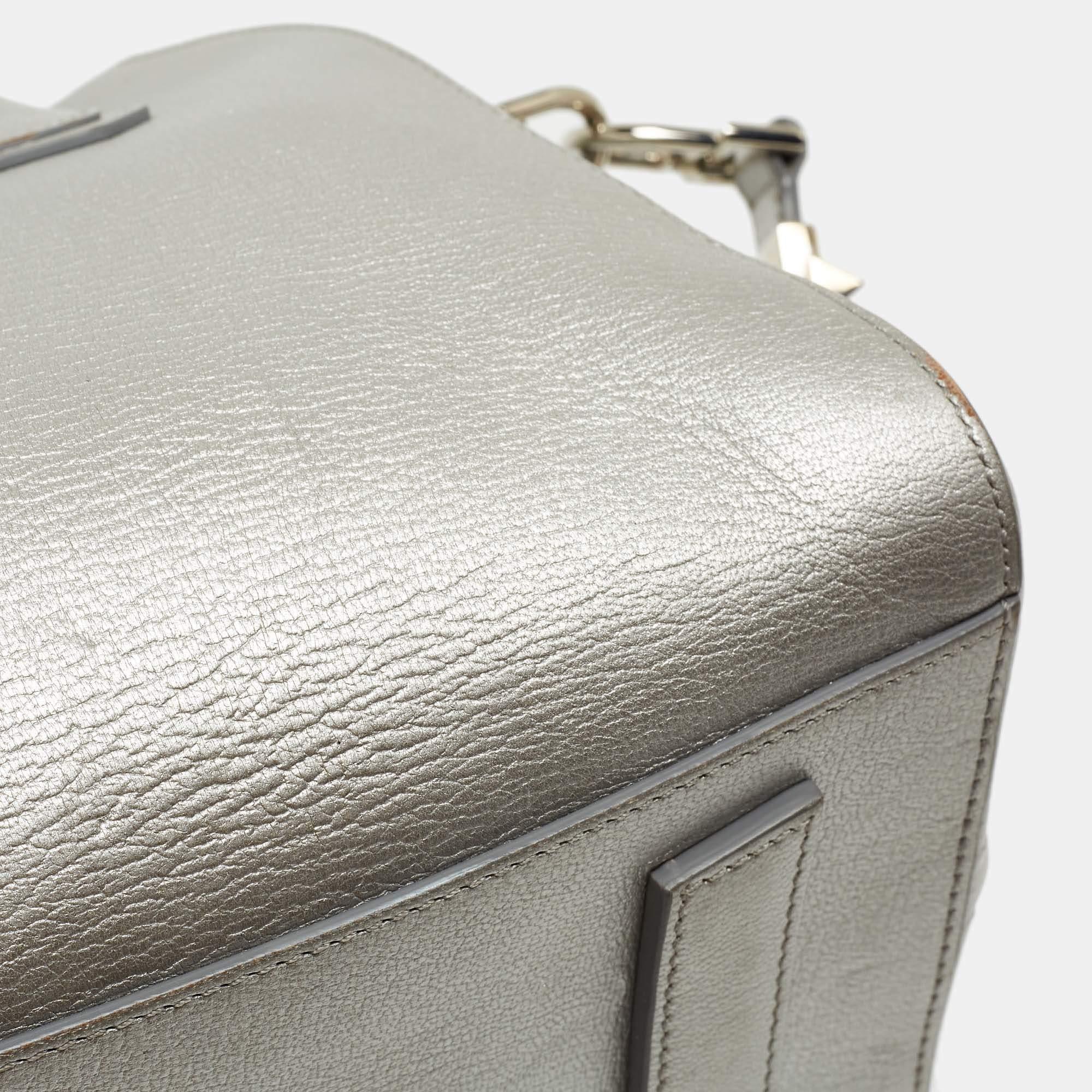 Givenchy Silver Leather Small Antigona Satchel For Sale 9