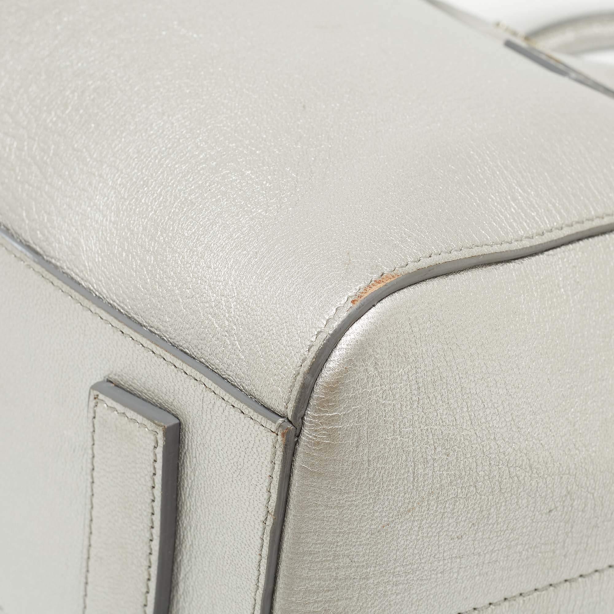 Givenchy Silver Leather Small Antigona Satchel For Sale 12