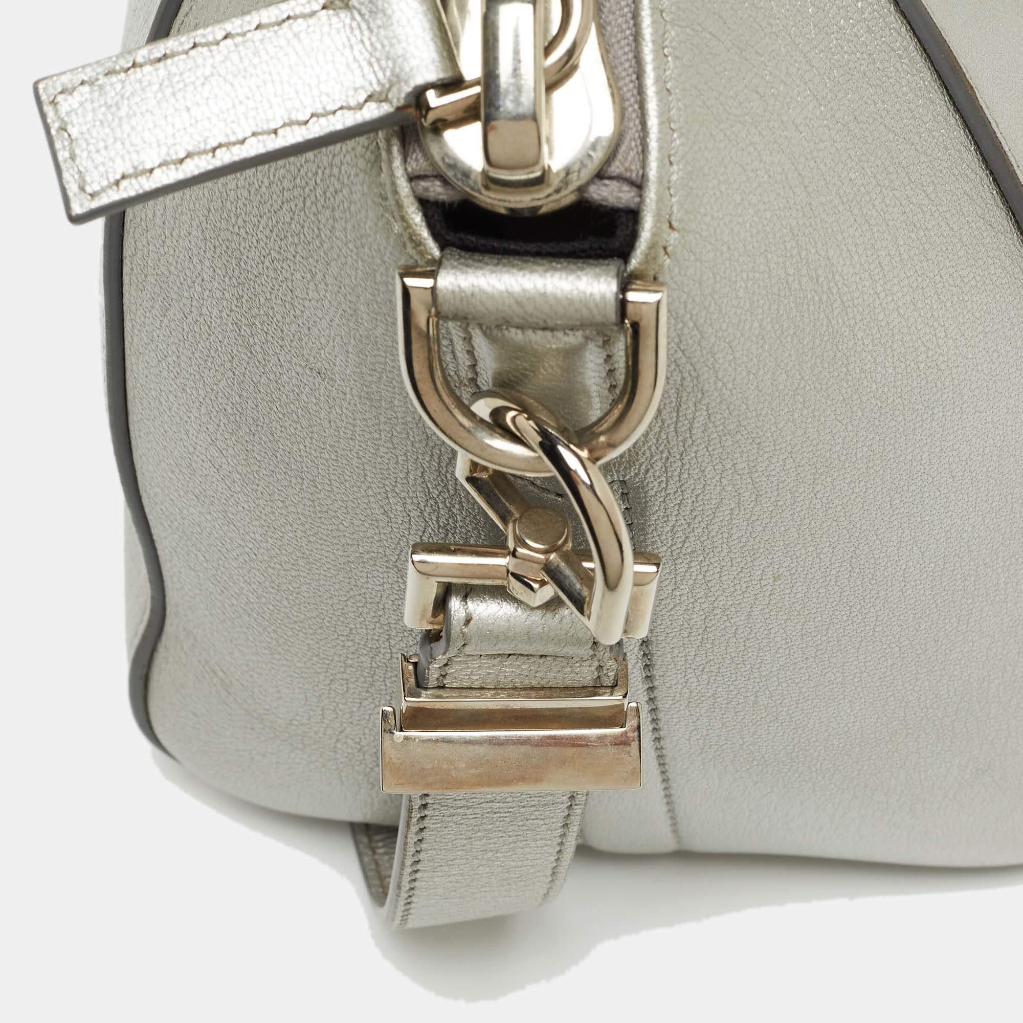 Givenchy Silver Leather Small Antigona Satchel For Sale 15