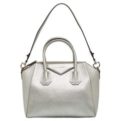 Used Givenchy Silver Leather Small Antigona Satchel