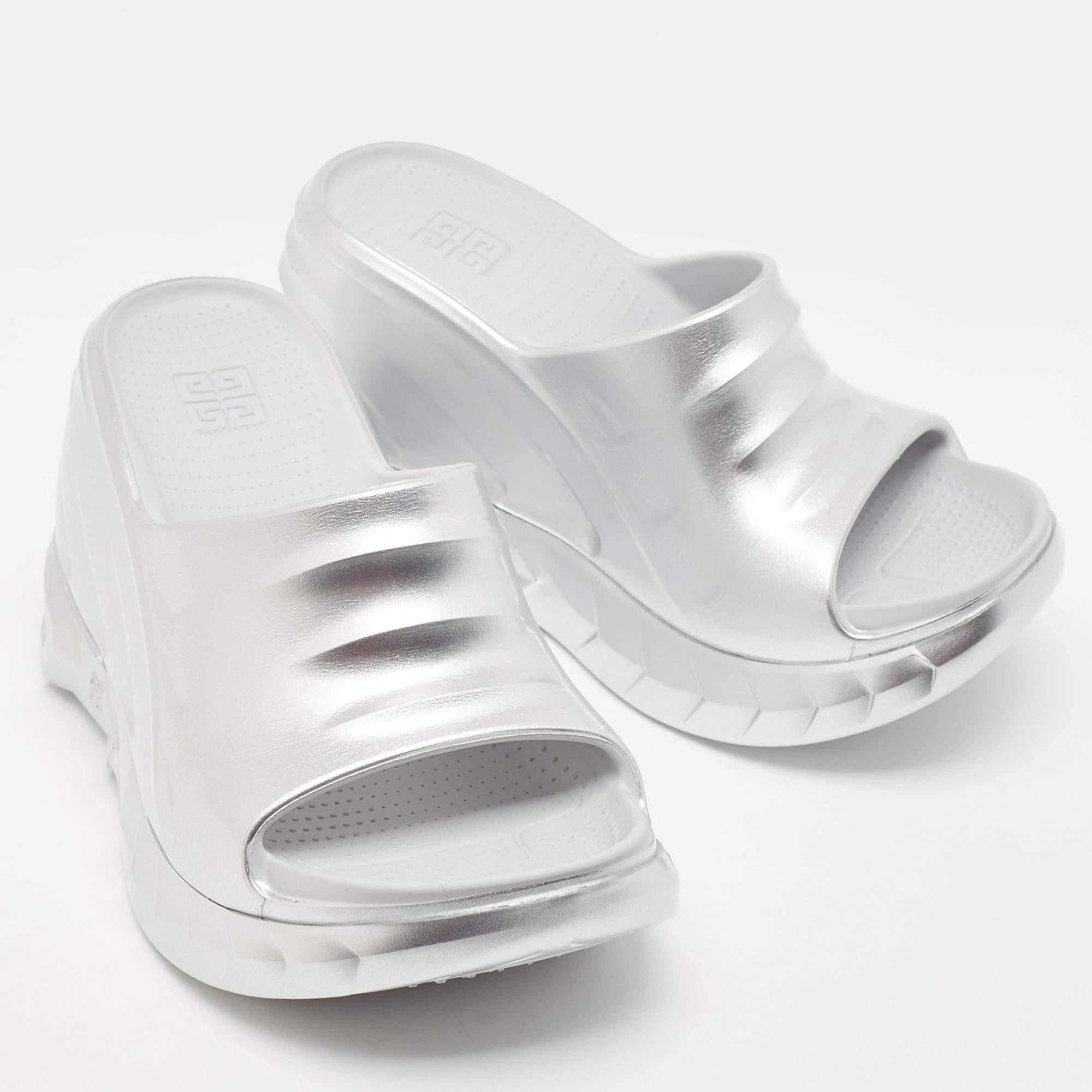 Givenchy Silver Rubber Marshmallow Sandals Size 36 3