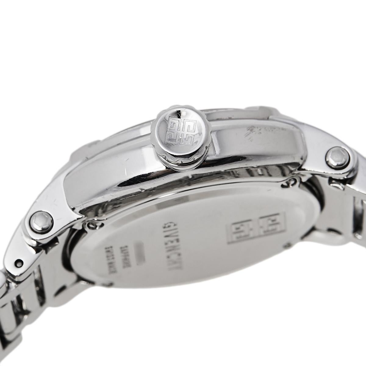 Givenchy Silver Stainless Steel Diamonds GV.5202L Women's Wristwatch 36 mm In Good Condition In Dubai, Al Qouz 2