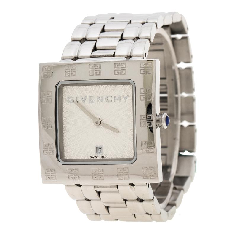 Givenchy Silver White Apsaras AD800217 Square Women's Wristwatch 31 mm
