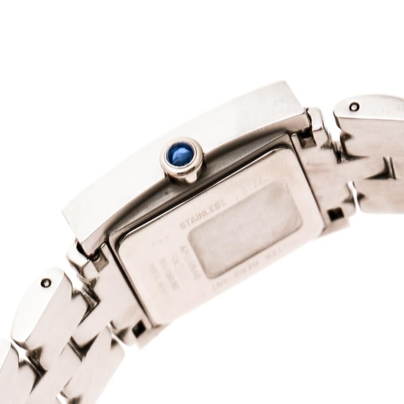 A defined timepiece like Givenchy Apsaras adds a lot to one's individual style. It features a stainless steel body with a case diameter of 23mm. This watch comes with a logo engraved bezel and a white, square dial set with stones and four Roman