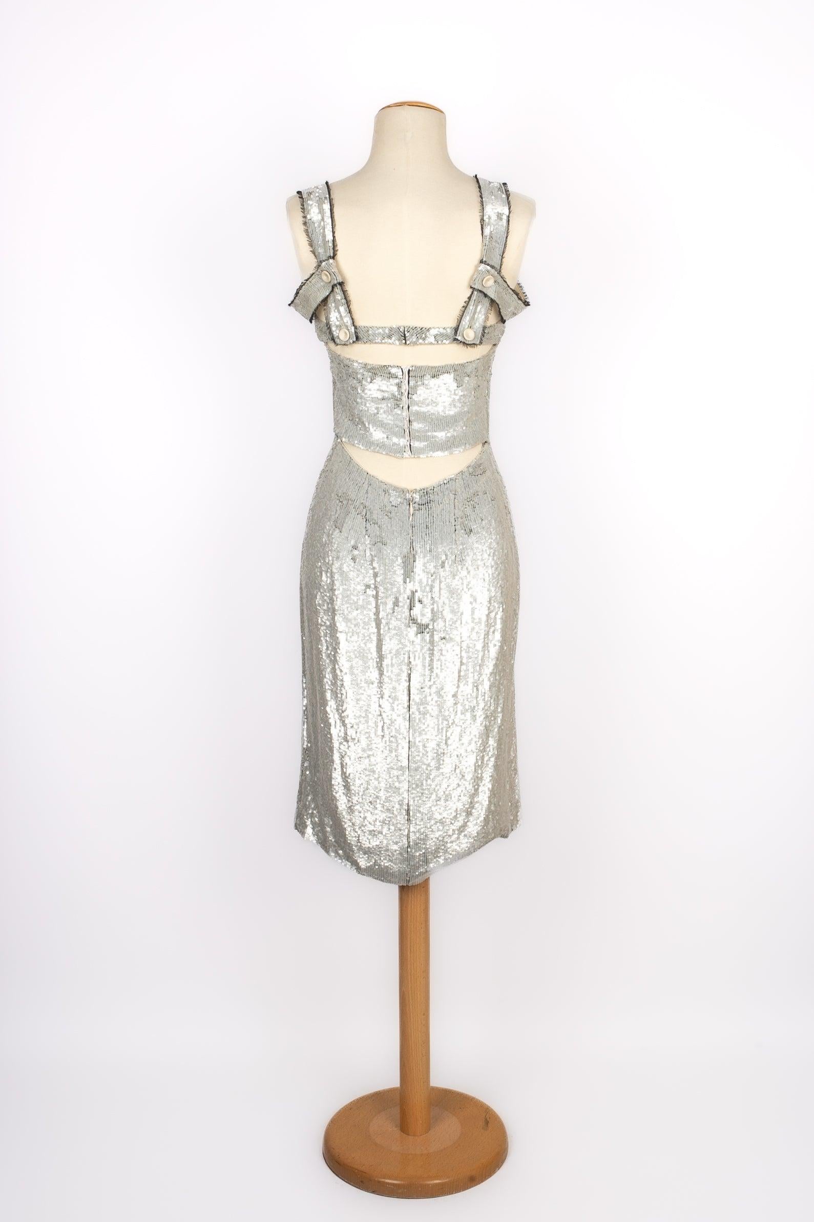 Beige Givenchy Silvery Sequined Dress with Silvery Sequins