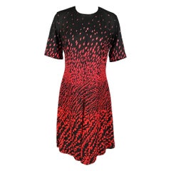 GIVENCHY Vestito a maniche corte in poliestere astratto nero rosso taglia 10