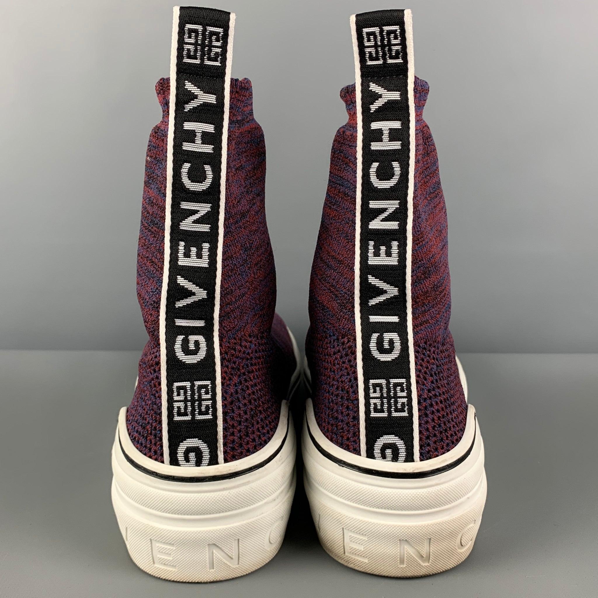 GIVENCHY Size 10 Purple White Marbled Fabric Pull On Sneakers For Sale 1