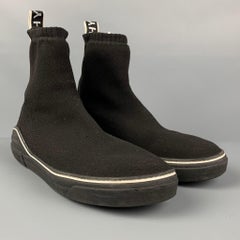 GIVENCHY Size 11 Black White Signature Polyester George V Sock Boots