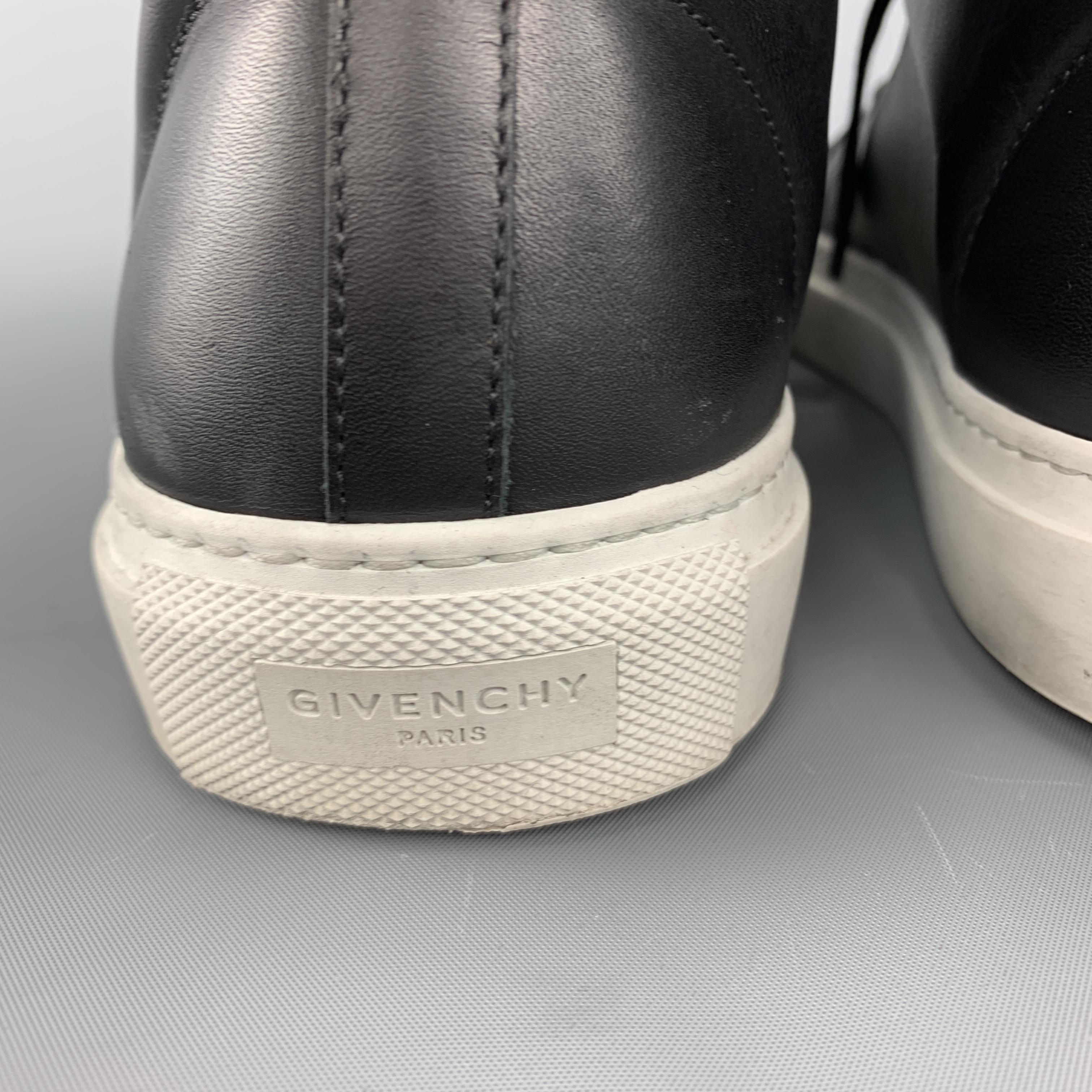 GIVENCHY Size 12 Black Leather White Rubber Sole High Top Codification Sneakers In Excellent Condition In San Francisco, CA