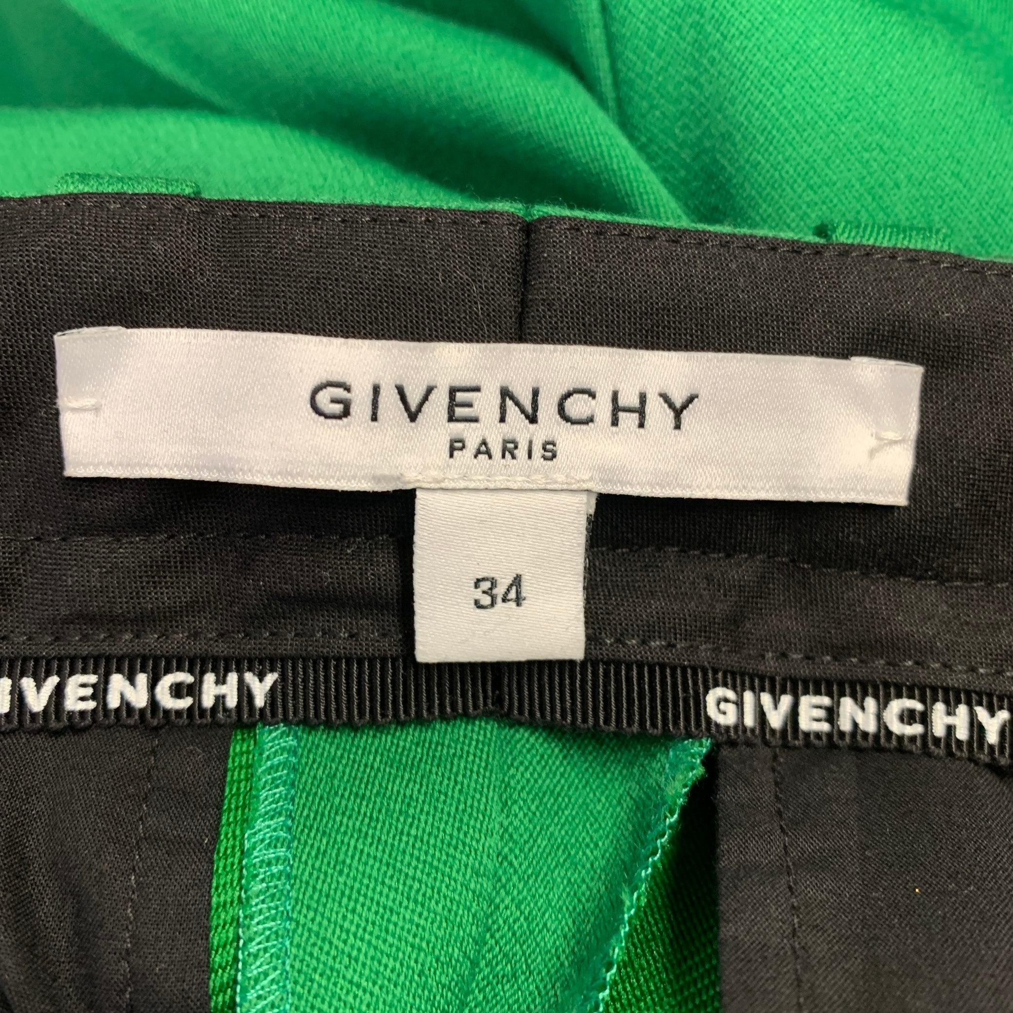 GIVENCHY Size 2 Green Polyester Wool Narrow Leg Dress Pants In Excellent Condition For Sale In San Francisco, CA